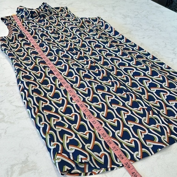 Cabi | Armour Blue Heart Chain Print Collared Sleeveless Shirtdress Style 5370 - Picture 11 of 16